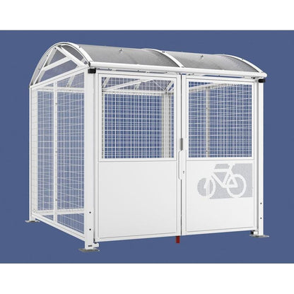 Cityscape Direct Secure Barrel Roof Bicycle Shelter White (RAL 9010) / Key Lock / Painted