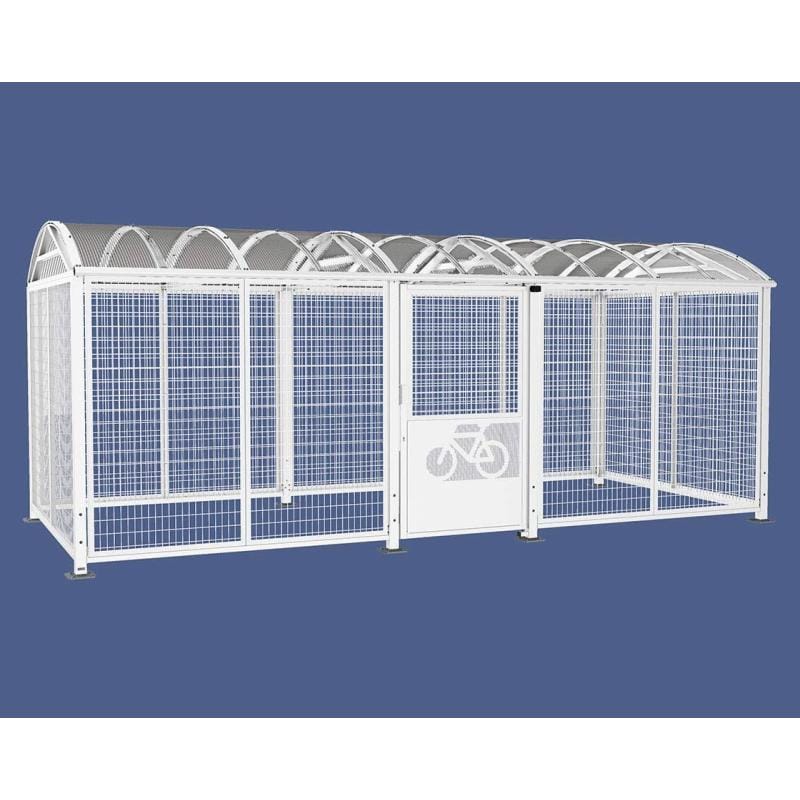 Cityscape Direct Secure XL Barrel Roof Bicycle Shelter White (RAL 9010) / Key Lock / Painted