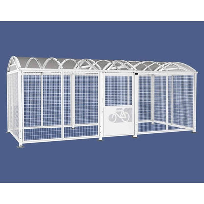 Cityscape Direct Secure XL Barrel Roof Bicycle Shelter White (RAL 9010) / Key Lock / Painted