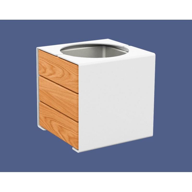 Cityscape Direct Kube Planter (Steel and Wood) White (RAL 9010) / Light Oak