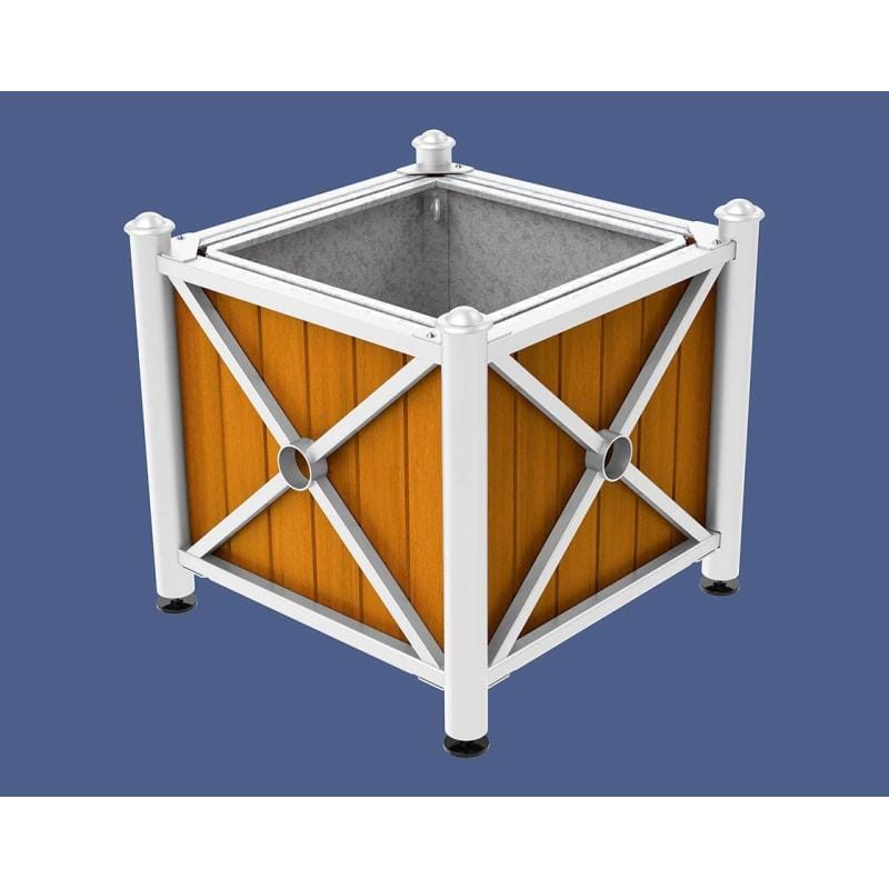 Cityscape Direct Province Agora Planter (Steel and Wood) White (RAL 9010) / Light Oak / With inserts for use with lifting rings