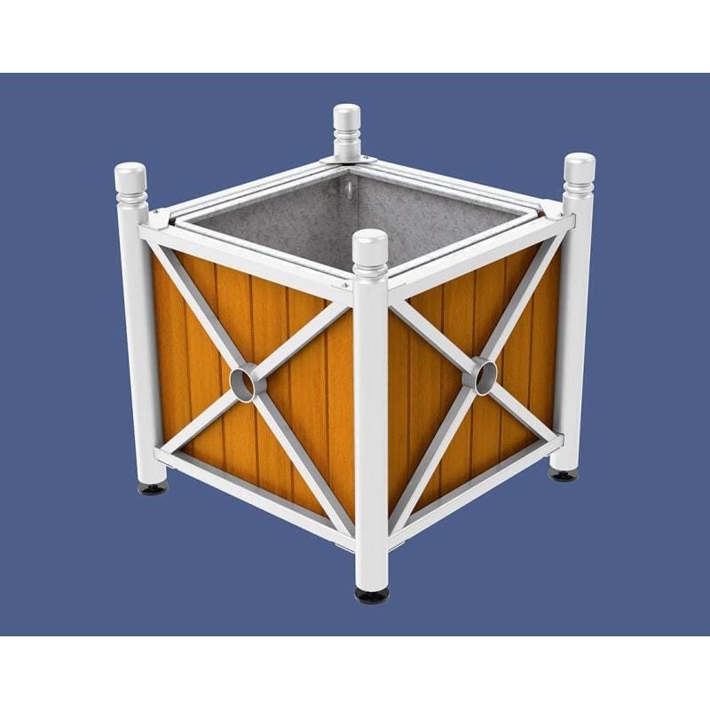 Cityscape Direct Province City Planter (Steel and Wood) White (RAL 9010) / Light Oak / With inserts for use with lifting rings