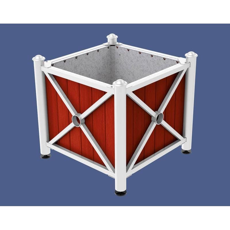 Cityscape Direct Province Agora Planter (Steel and Wood) White (RAL 9010) / Mahogany / Galvanised steel