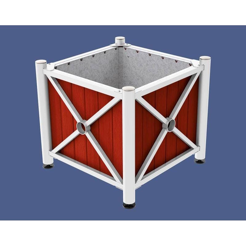 Cityscape Direct Province Brushed Steel Planter (Steel and Wood) White (RAL 9010) / Mahogany / Galvanised steel