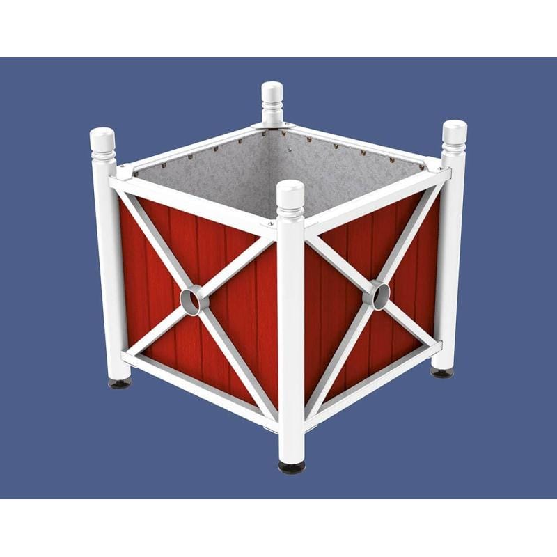 Cityscape Direct Province City Planter (Steel and Wood) White (RAL 9010) / Mahogany / Galvanised steel