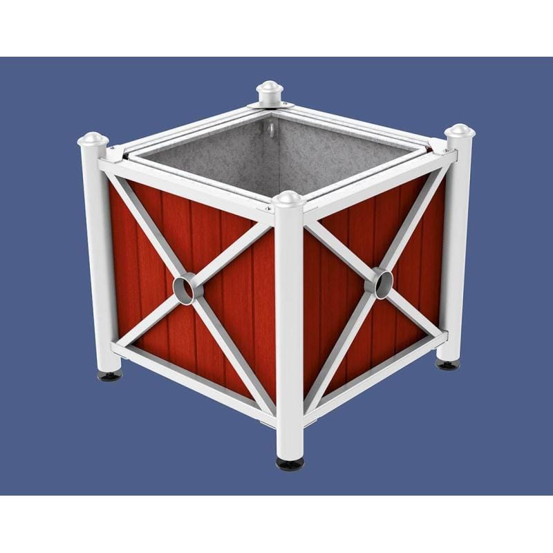 Cityscape Direct Province Agora Planter (Steel and Wood) White (RAL 9010) / Mahogany / With inserts for use with lifting rings