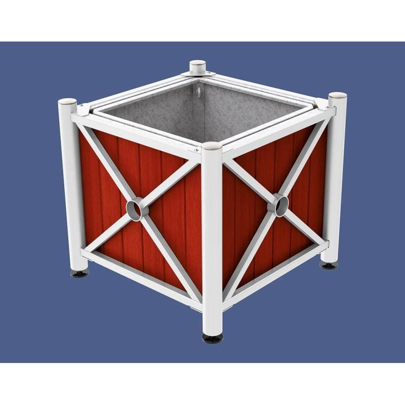 Cityscape Direct Province Brushed Steel Planter (Steel and Wood) White (RAL 9010) / Mahogany / With inserts for use with lifting rings