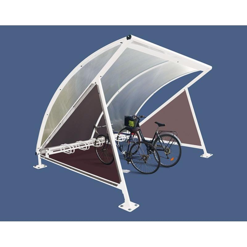 Cityscape Direct Crescent Bicycle Shelter White (RAL 9010) / Single Unit (with Bicycle Rack)