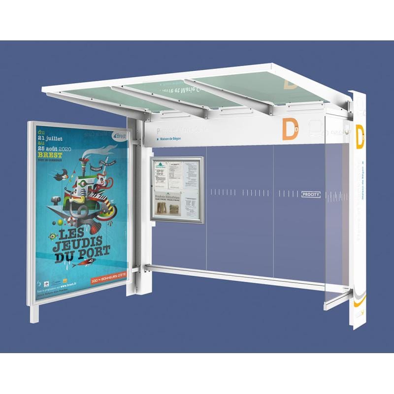 Cityscape Direct Kube Bus Shelter White (RAL 9010) / with Advertising Board / Not Required