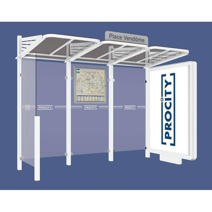 Cityscape Direct Conviviale Bus Shelter White (RAL 9010) / With lightbox on one side and cladding on the other / Not Required